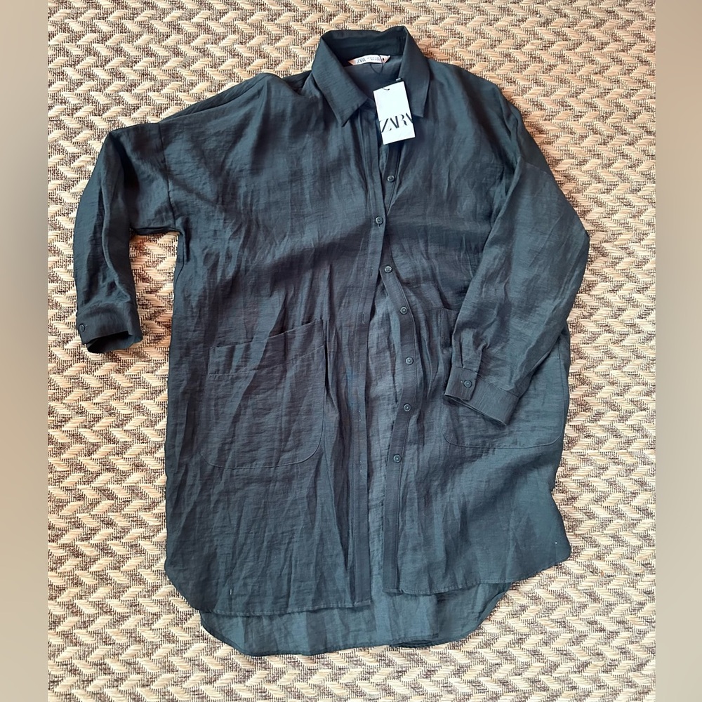 Zara oversized button down dress/shirt Size M